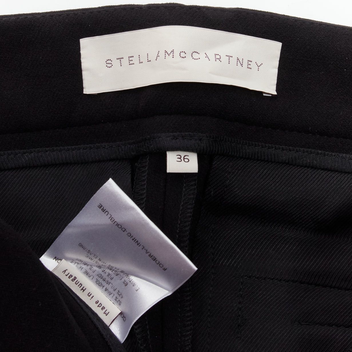 Stella McCartney new STELLA MCCARTNEY black wool blend high waist back pocket cropped skinny pants IT36 XXS Size 25" / US 0 / IT 36 - 9 Thumbnail