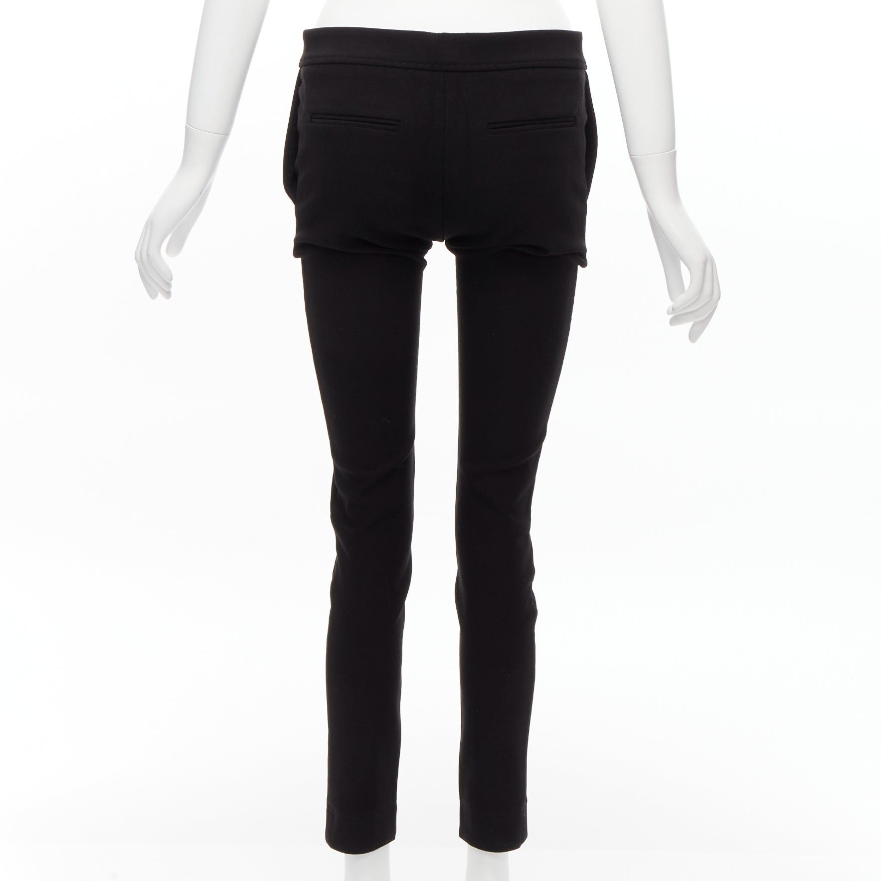 Stella McCartney new STELLA MCCARTNEY black wool blend high waist back pocket cropped skinny pants IT36 XXS Size 25" / US 0 / IT 36 - 5 Thumbnail