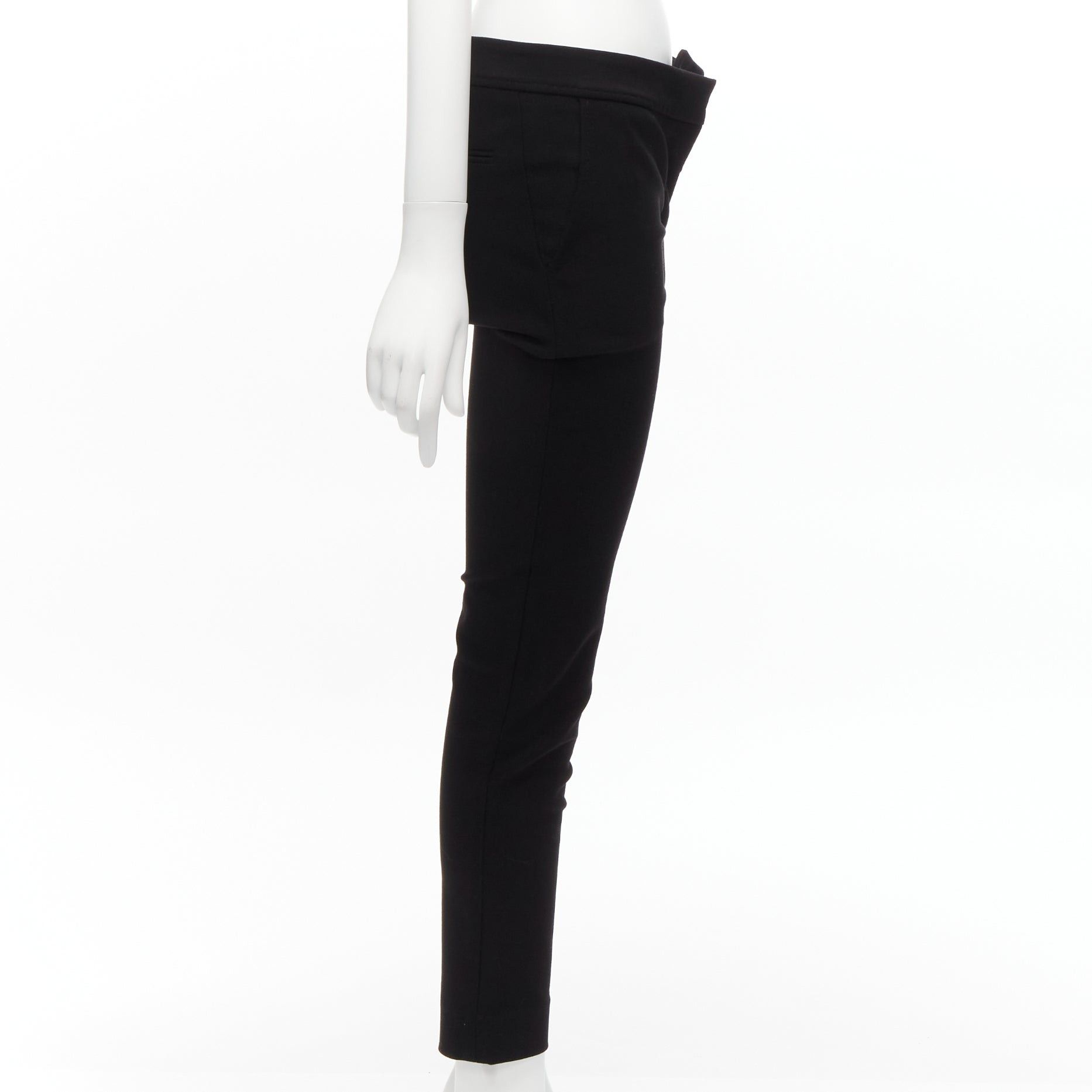 Stella McCartney new STELLA MCCARTNEY black wool blend high waist back pocket cropped skinny pants IT36 XXS Size 25" / US 0 / IT 36 - 4 Thumbnail