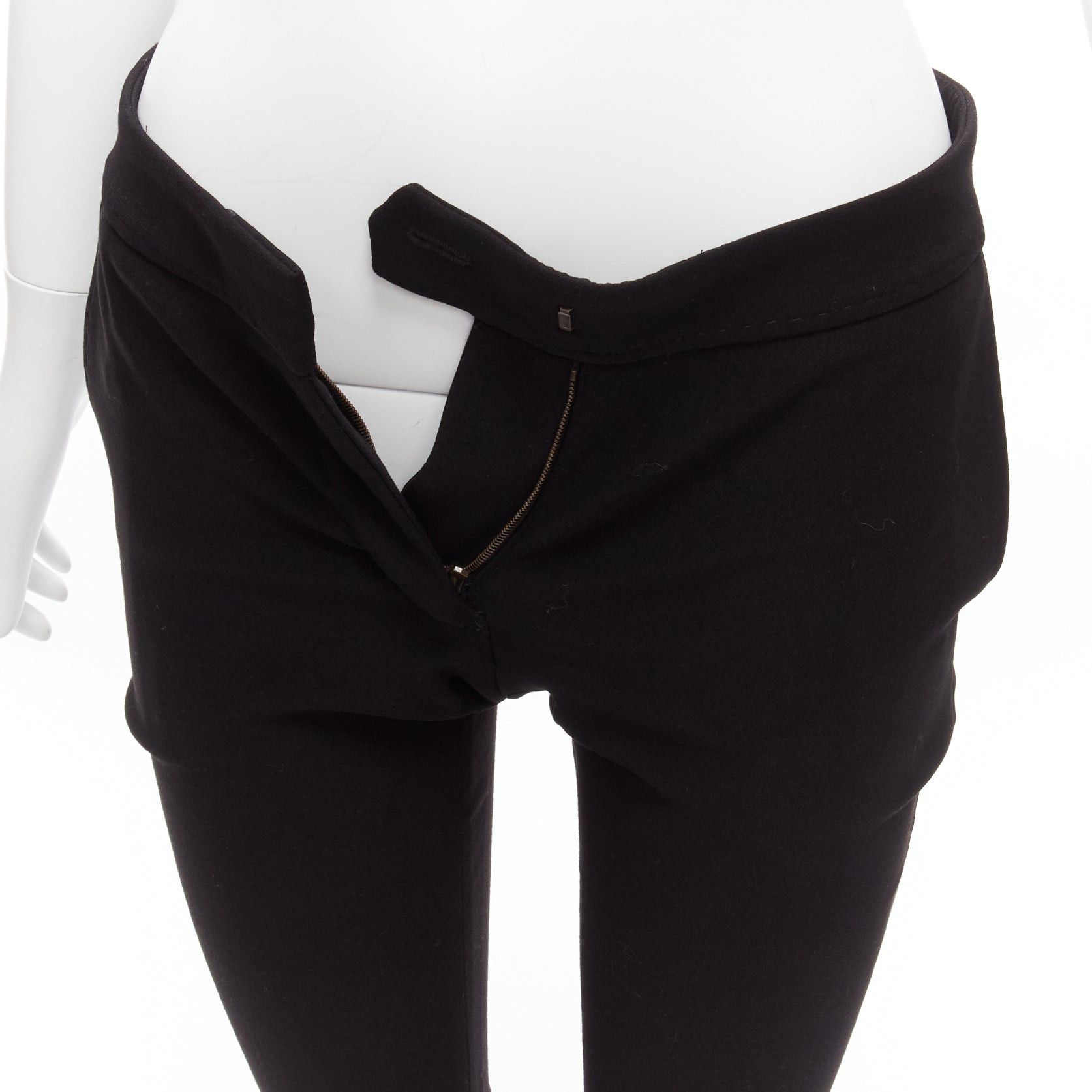 Stella McCartney new STELLA MCCARTNEY black wool blend high waist back pocket cropped skinny pants IT36 XXS Size 25" / US 0 / IT 36 - 7 Thumbnail