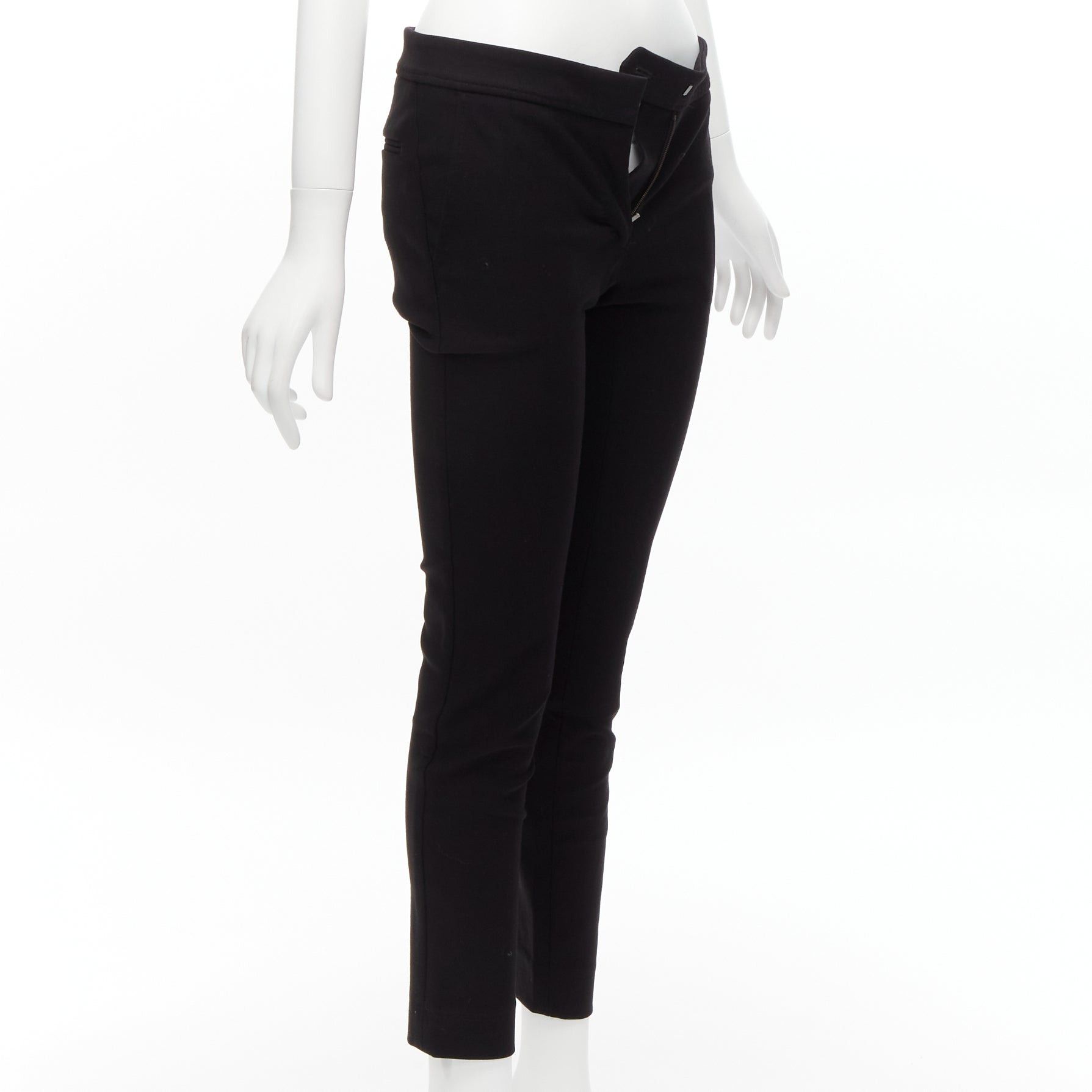 Stella McCartney new STELLA MCCARTNEY black wool blend high waist back pocket cropped skinny pants IT36 XXS Size 25" / US 0 / IT 36 - 3 Thumbnail