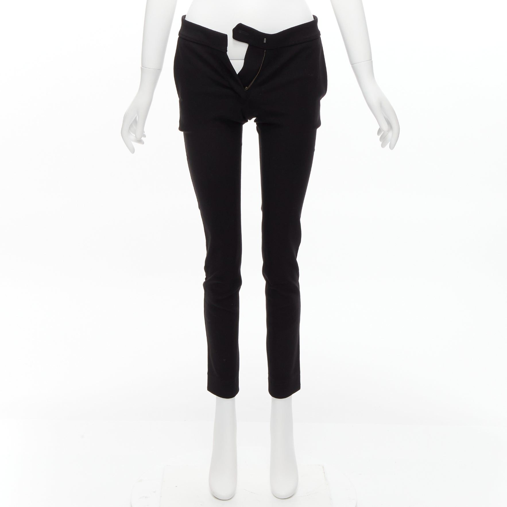 Stella McCartney new STELLA MCCARTNEY black wool blend high waist back pocket cropped skinny pants IT36 XXS Size 25" / US 0 / IT 36 - 10 Thumbnail