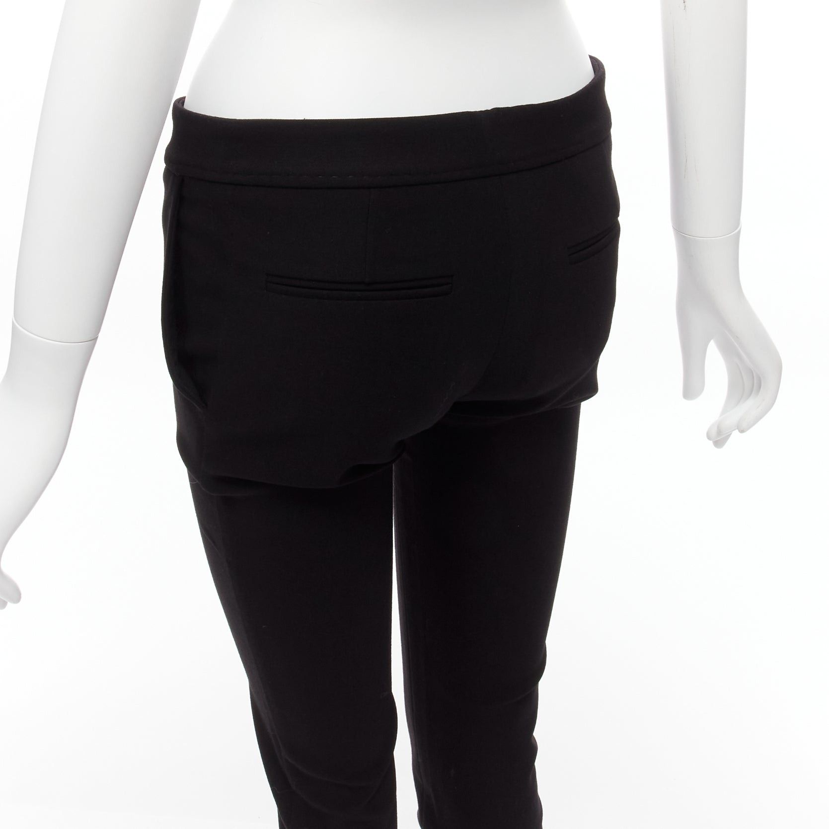 Stella McCartney new STELLA MCCARTNEY black wool blend high waist back pocket cropped skinny pants IT36 XXS Size 25" / US 0 / IT 36 - 2 Thumbnail
