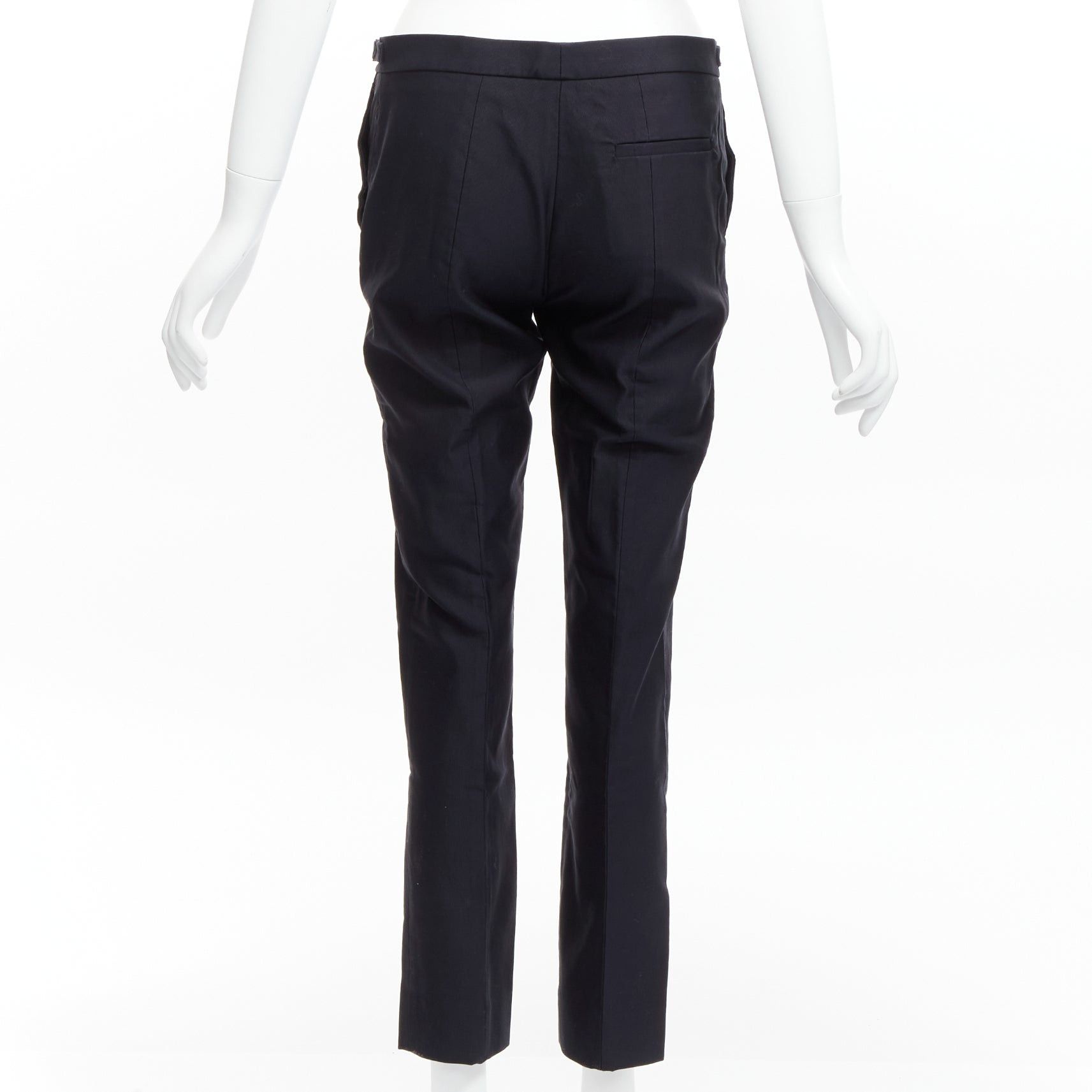 Gabriela Hearst GABRIELA HEARST black cotton silver side buckles silk lined tapered crop pants IT36 XXS Size 25" / US 0 / IT 36 - 5 Thumbnail