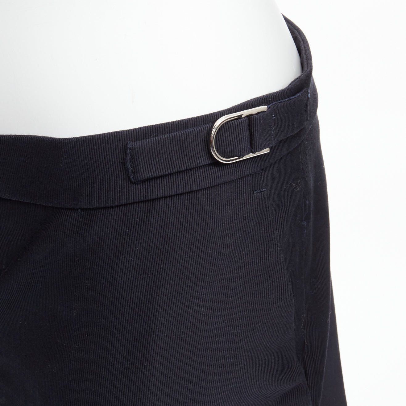 Gabriela Hearst GABRIELA HEARST black cotton silver side buckles silk lined tapered crop pants IT36 XXS Size 25" / US 0 / IT 36 - 2 Thumbnail