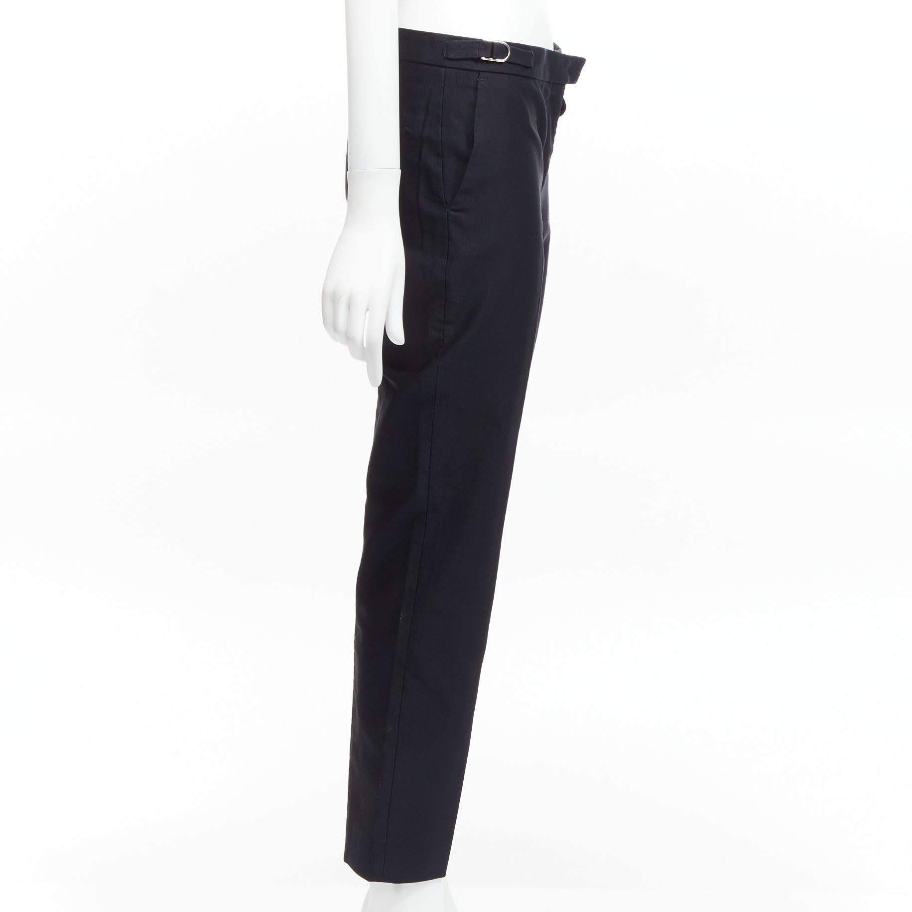 Gabriela Hearst GABRIELA HEARST black cotton silver side buckles silk lined tapered crop pants IT36 XXS Size 25" / US 0 / IT 36 - 4 Thumbnail
