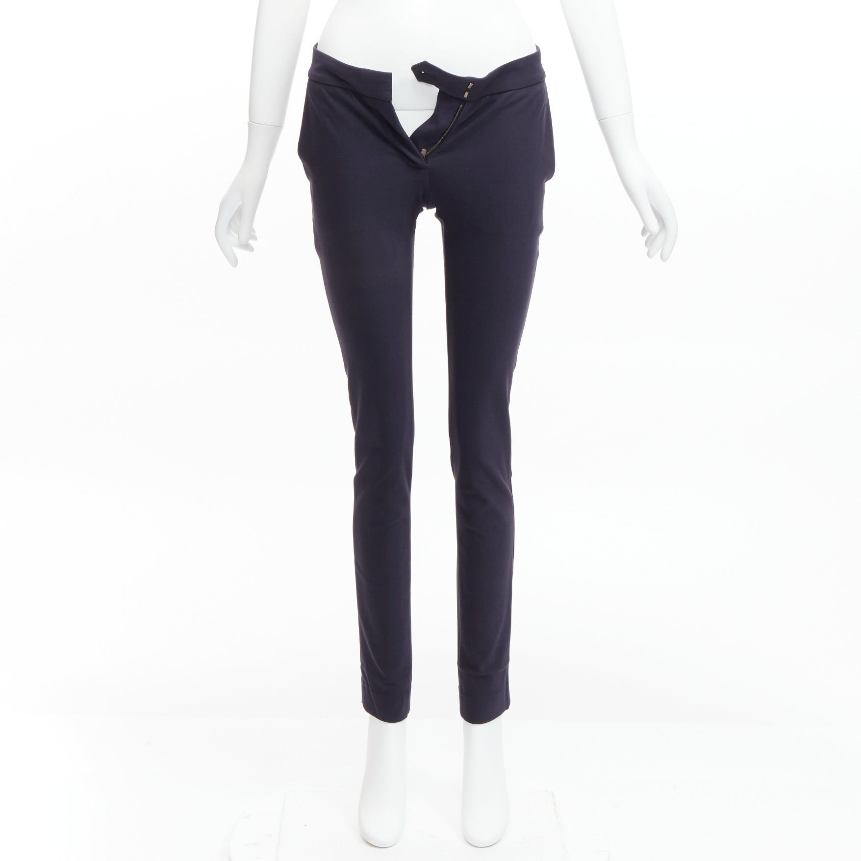 Stella McCartney new STELLA MCCARTNEY navy cotton blend high waist cropped skinny pants IT36 XXS Size 25" / US 0 / IT 36 - 10 Thumbnail