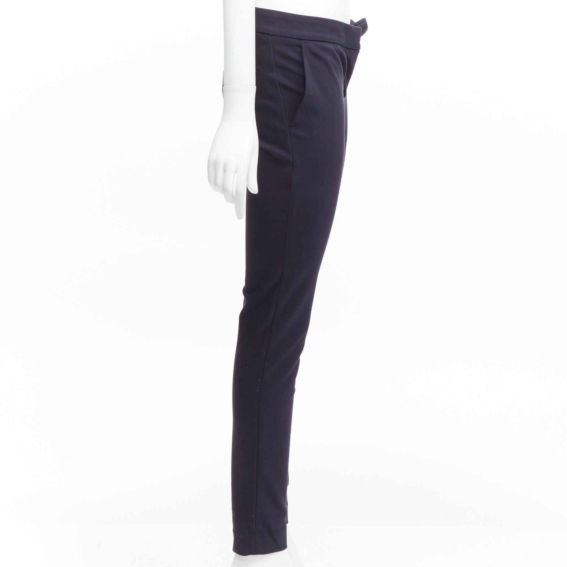 Stella McCartney new STELLA MCCARTNEY navy cotton blend high waist cropped skinny pants IT36 XXS Size 25" / US 0 / IT 36 - 4 Thumbnail