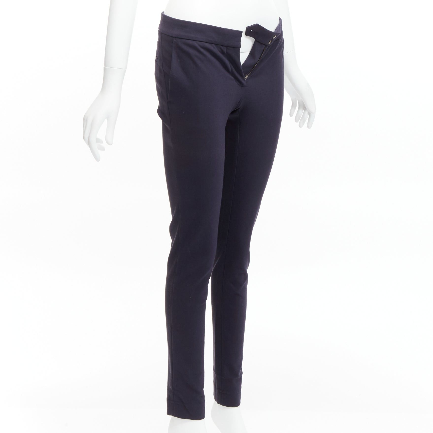 Stella McCartney new STELLA MCCARTNEY navy cotton blend high waist cropped skinny pants IT36 XXS Size 25" / US 0 / IT 36 - 3 Thumbnail