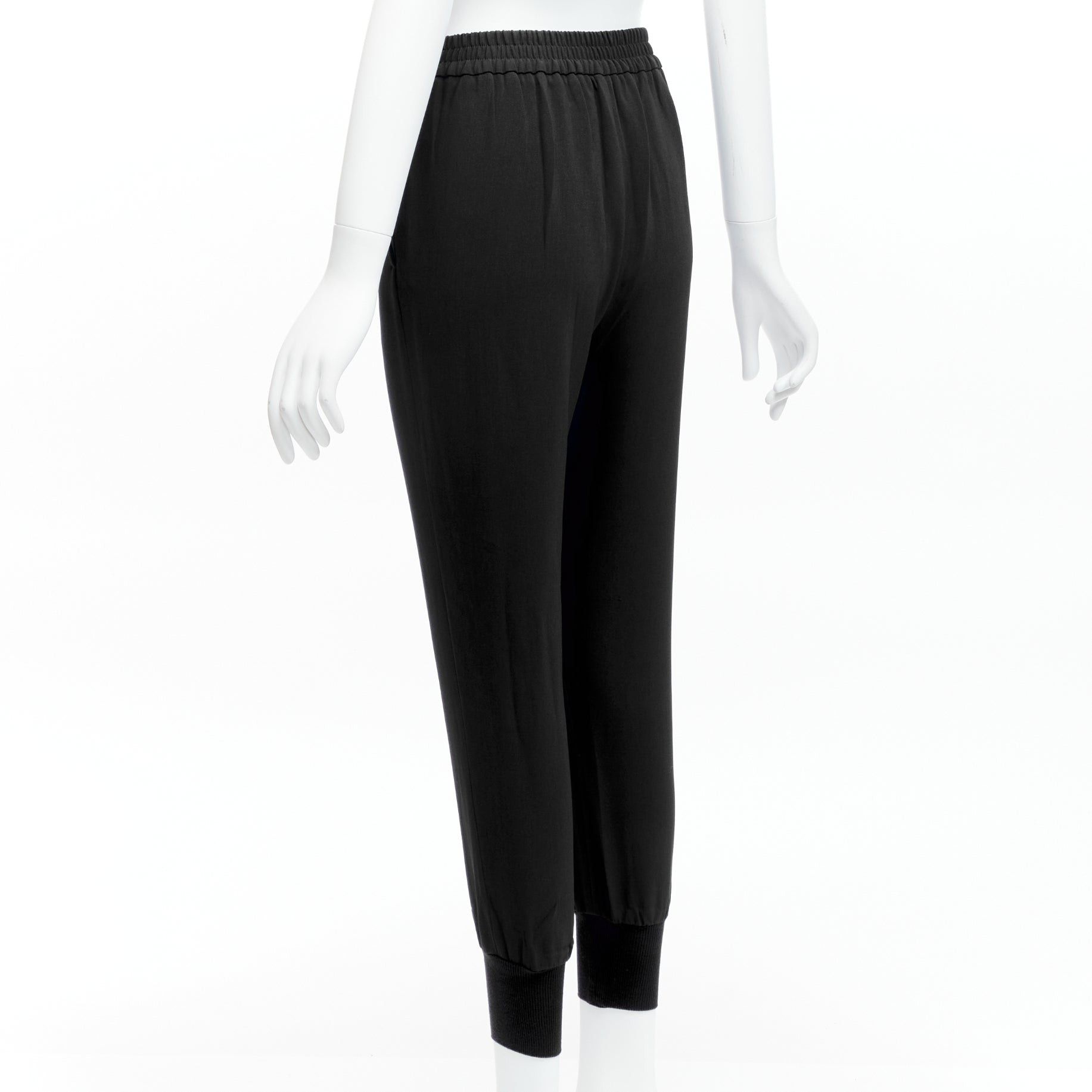 Stella McCartney STELLA MCCARTNEY black minimalist elastic waistband cropped jogger harem pants IT34 XXS Size 24" / US 00 / IT 34 - 6 Thumbnail
