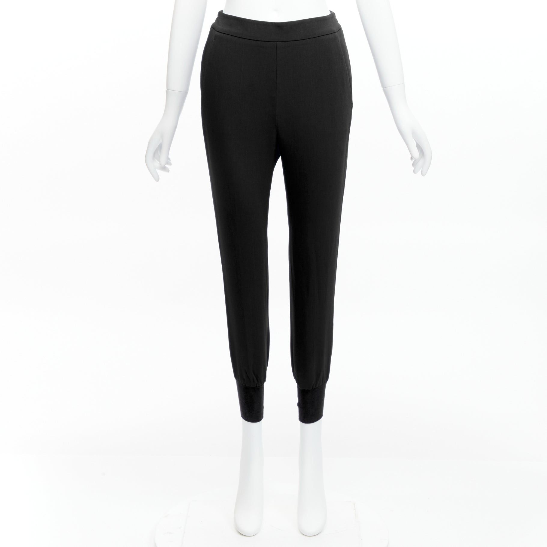 Stella McCartney STELLA MCCARTNEY black minimalist elastic waistband cropped jogger harem pants IT34 XXS Size 24" / US 00 / IT 34 - 9 Thumbnail