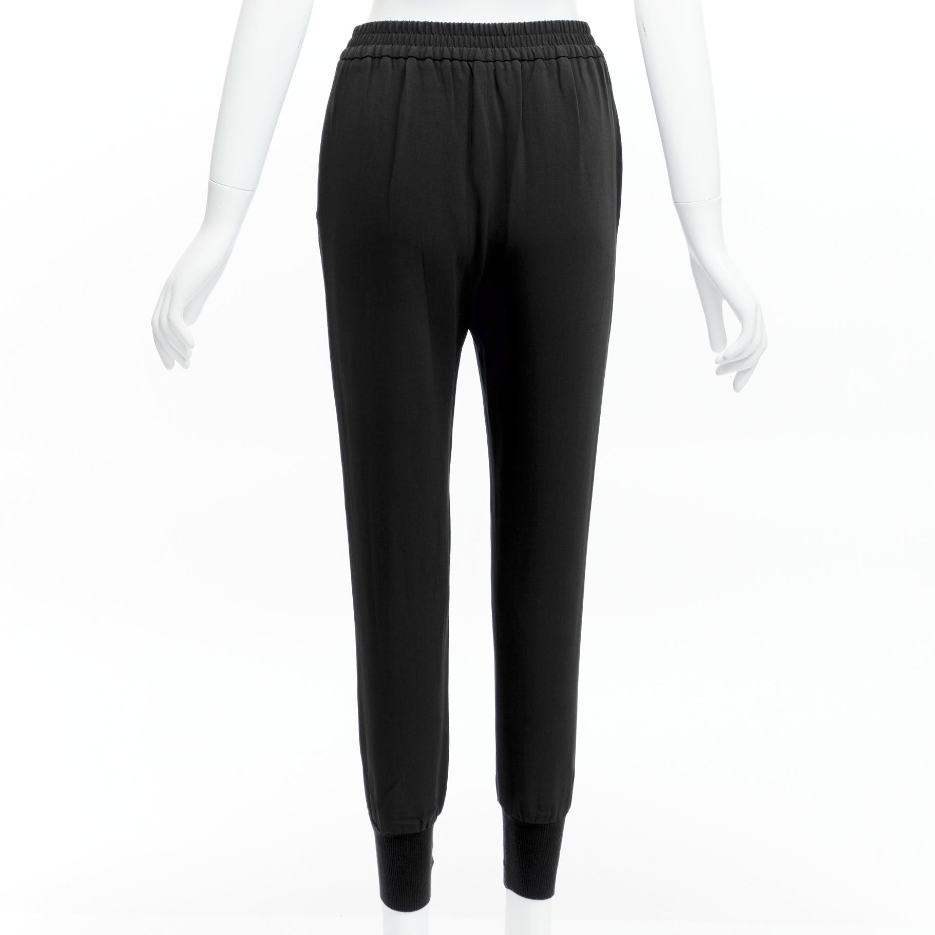 Stella McCartney STELLA MCCARTNEY black minimalist elastic waistband cropped jogger harem pants IT34 XXS Size 24" / US 00 / IT 34 - 5 Thumbnail