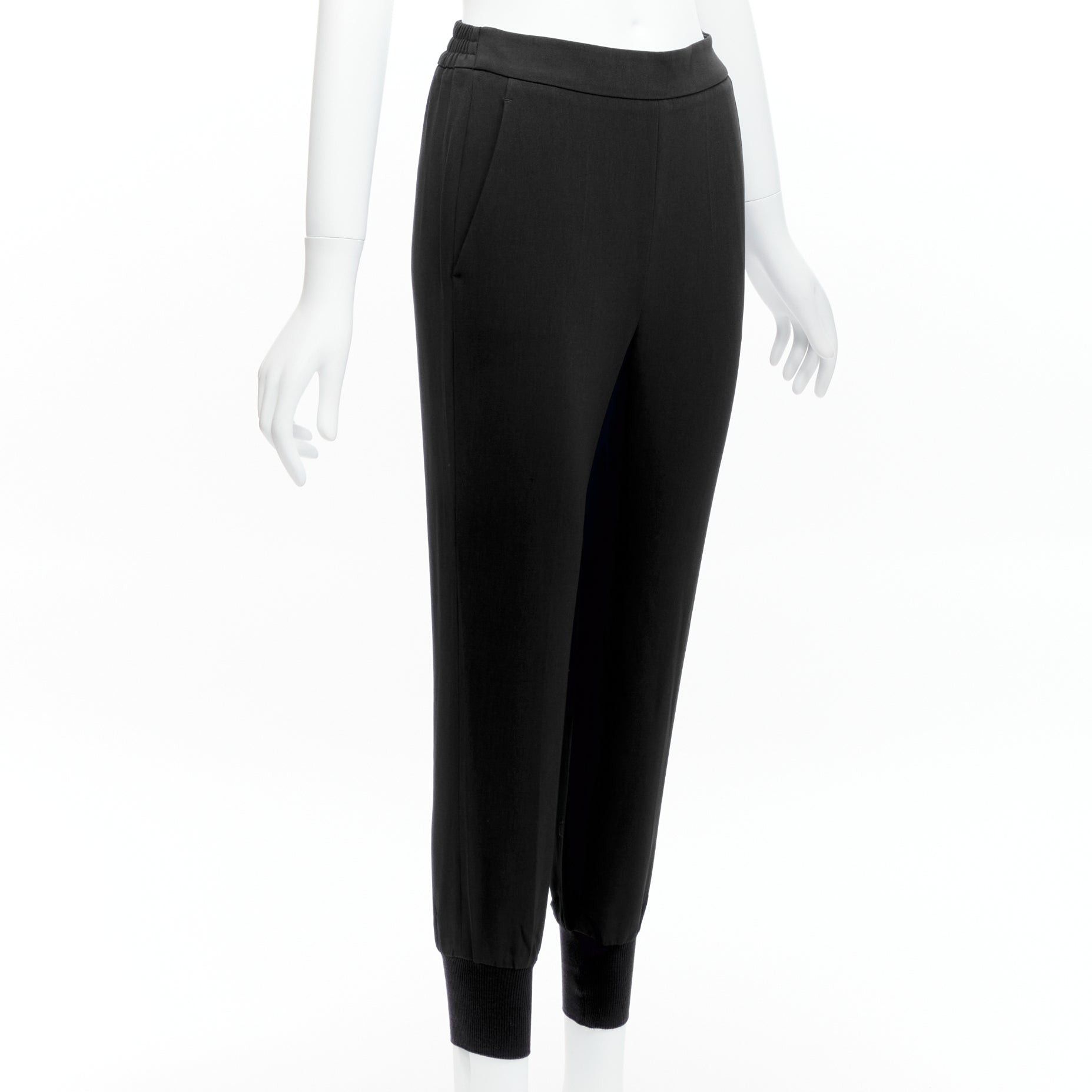Stella McCartney STELLA MCCARTNEY black minimalist elastic waistband cropped jogger harem pants IT34 XXS Size 24" / US 00 / IT 34 - 3 Thumbnail