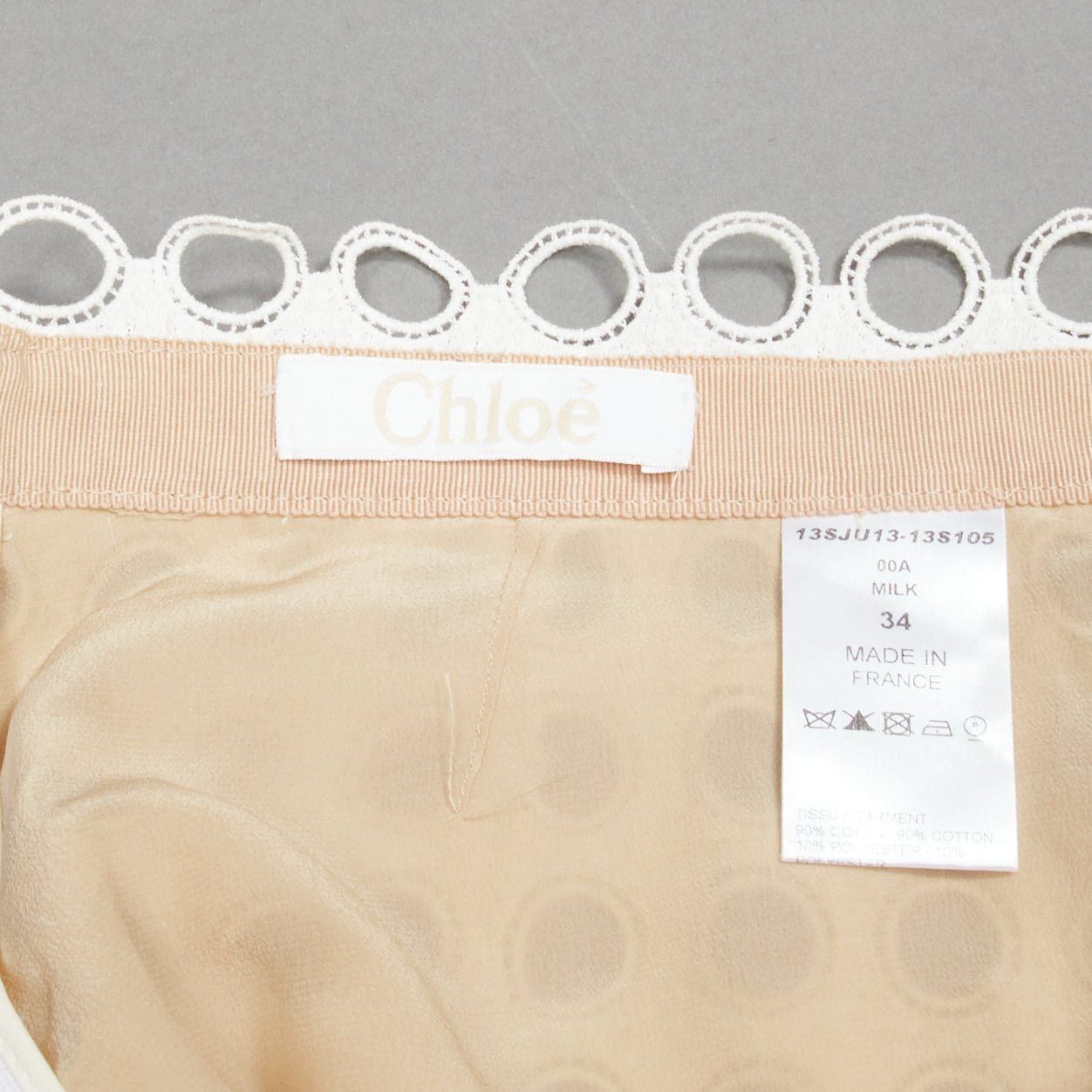 Chloe CHLOE white embroidery anglais eyelet layered silk lined skirt FR34 XS Size 26" / US 2 / IT 38 - 8 Thumbnail