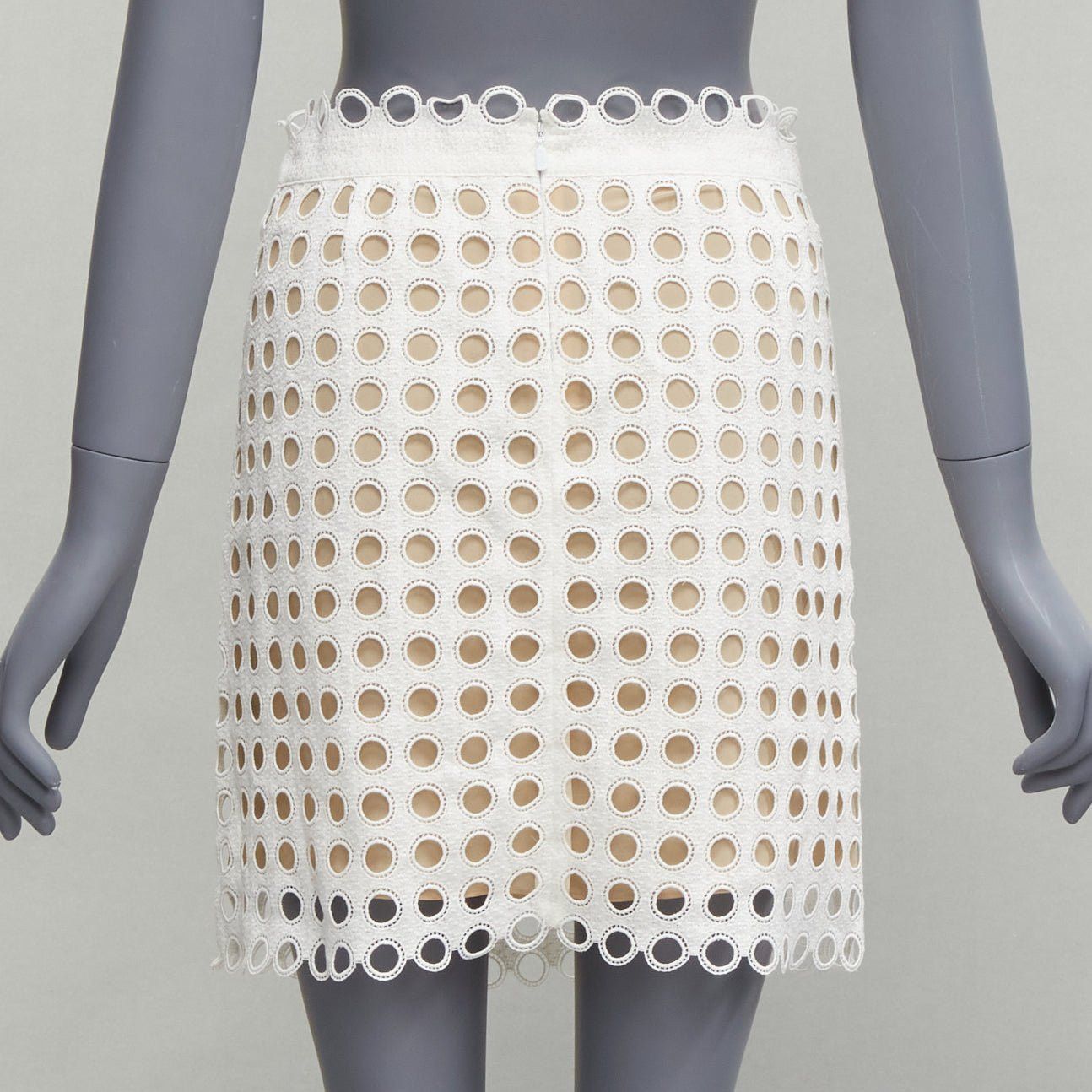 Chloe CHLOE white embroidery anglais eyelet layered silk lined skirt FR34 XS Size 26" / US 2 / IT 38 - 5 Thumbnail