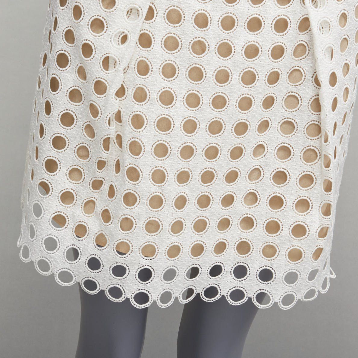 Chloe CHLOE white embroidery anglais eyelet layered silk lined skirt FR34 XS Size 26" / US 2 / IT 38 - 7 Thumbnail
