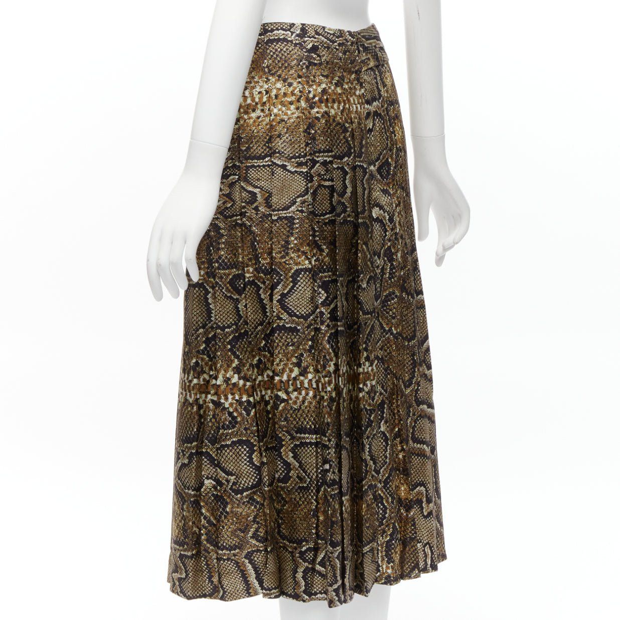 Victoria Beckham VICTORIA BECKHAM 100% silk brown animal print pleated midi skirt UK6 XS Size 26" / US 2 / IT 38 - 6 Thumbnail