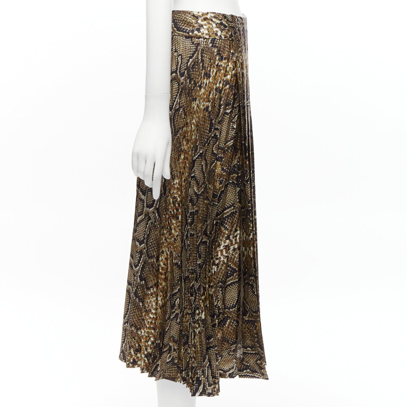 Victoria Beckham VICTORIA BECKHAM 100% silk brown animal print pleated midi skirt UK6 XS Size 26" / US 2 / IT 38 - 4 Thumbnail
