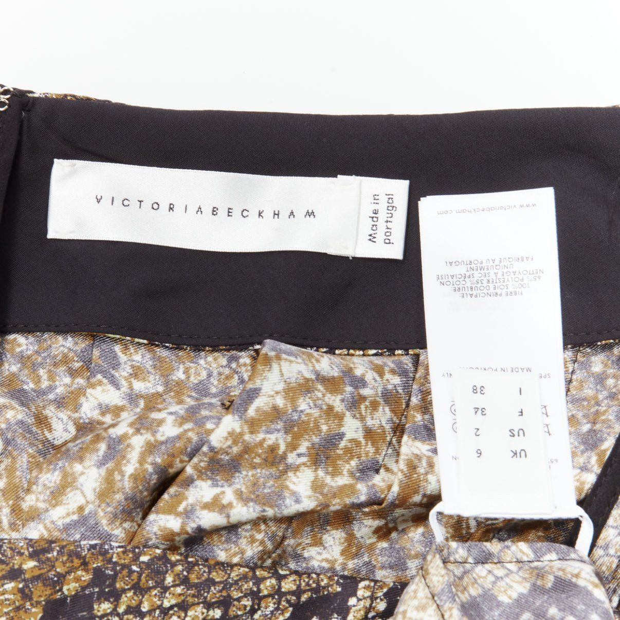 Victoria Beckham VICTORIA BECKHAM 100% silk brown animal print pleated midi skirt UK6 XS Size 26" / US 2 / IT 38 - 8 Thumbnail