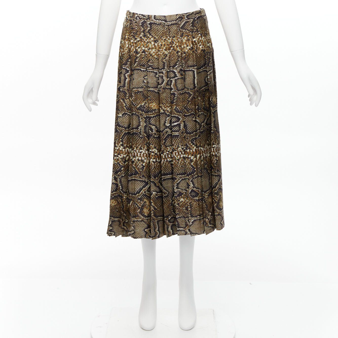 Victoria Beckham VICTORIA BECKHAM 100% silk brown animal print pleated midi skirt UK6 XS Size 26" / US 2 / IT 38 - 9 Thumbnail