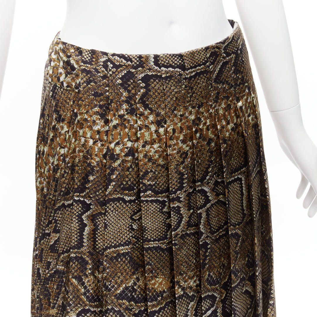 Victoria Beckham VICTORIA BECKHAM 100% silk brown animal print pleated midi skirt UK6 XS Size 26" / US 2 / IT 38 - 7 Thumbnail