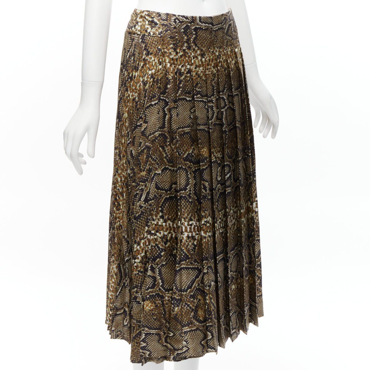 Victoria Beckham VICTORIA BECKHAM 100% silk brown animal print pleated midi skirt UK6 XS Size 26" / US 2 / IT 38 - 3 Thumbnail