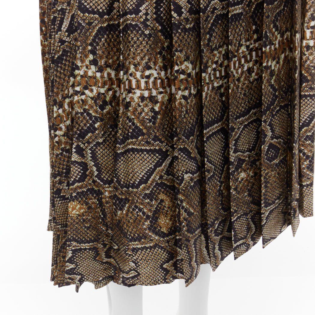 Victoria Beckham VICTORIA BECKHAM 100% silk brown animal print pleated midi skirt UK6 XS Size 26" / US 2 / IT 38 - 2 Thumbnail