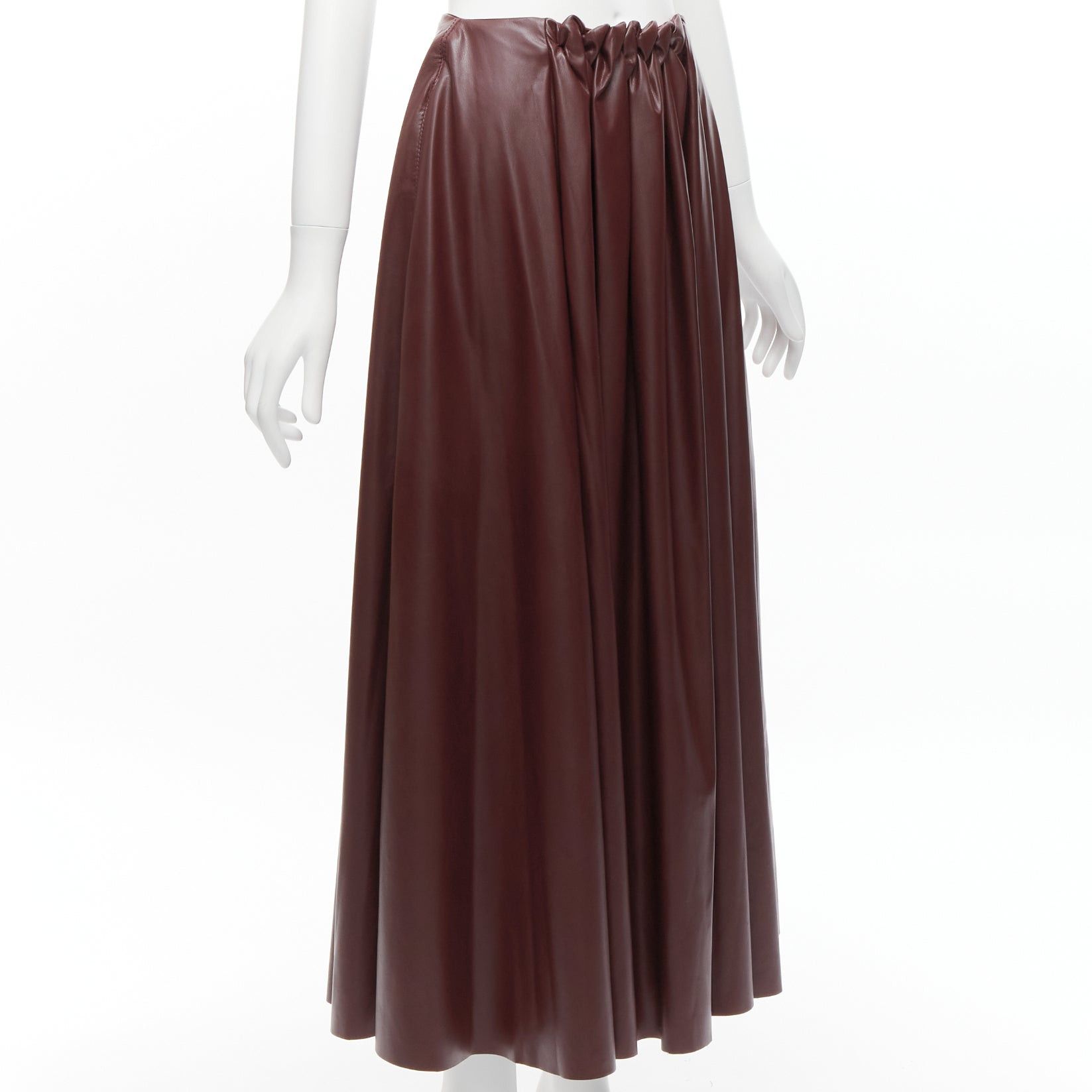 ROKSANDA ROKSANDA burgundy faux leather wool lined ruched waist A-line midi skirt UK8 S Size 27" / US 4 / IT 40 - 3 Thumbnail