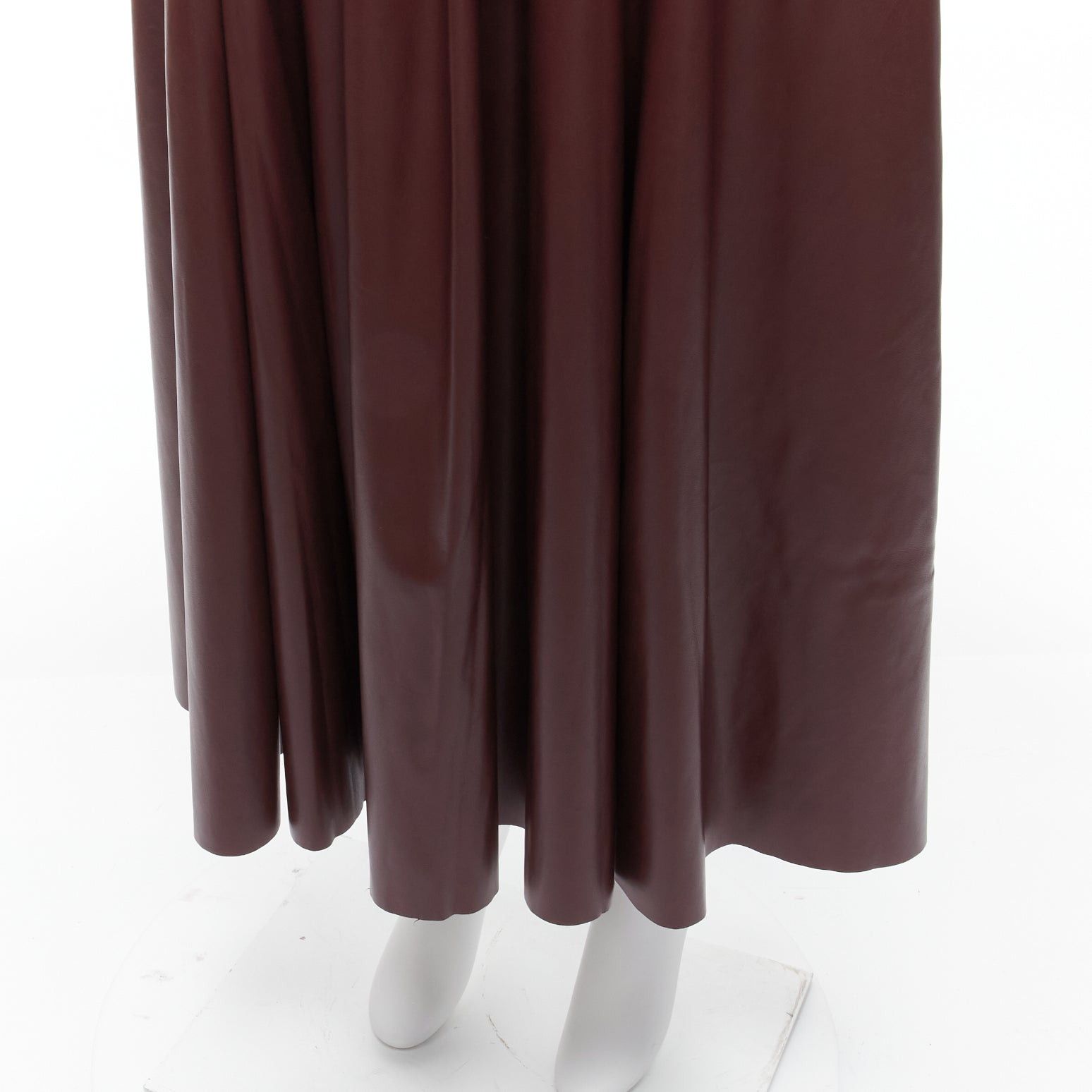 ROKSANDA ROKSANDA burgundy faux leather wool lined ruched waist A-line midi skirt UK8 S Size 27" / US 4 / IT 40 - 7 Thumbnail