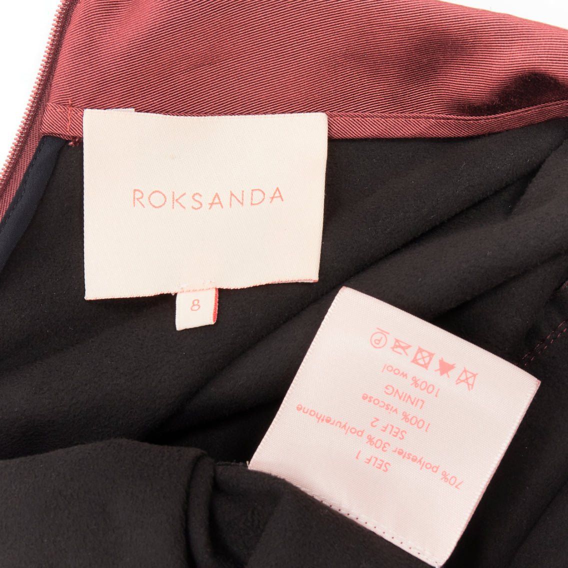 ROKSANDA ROKSANDA burgundy faux leather wool lined ruched waist A-line midi skirt UK8 S Size 27" / US 4 / IT 40 - 8 Thumbnail