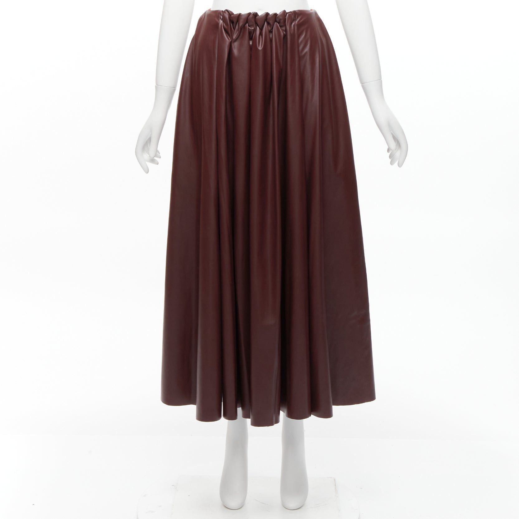 ROKSANDA ROKSANDA burgundy faux leather wool lined ruched waist A-line midi skirt UK8 S Size 27" / US 4 / IT 40 - 9 Thumbnail