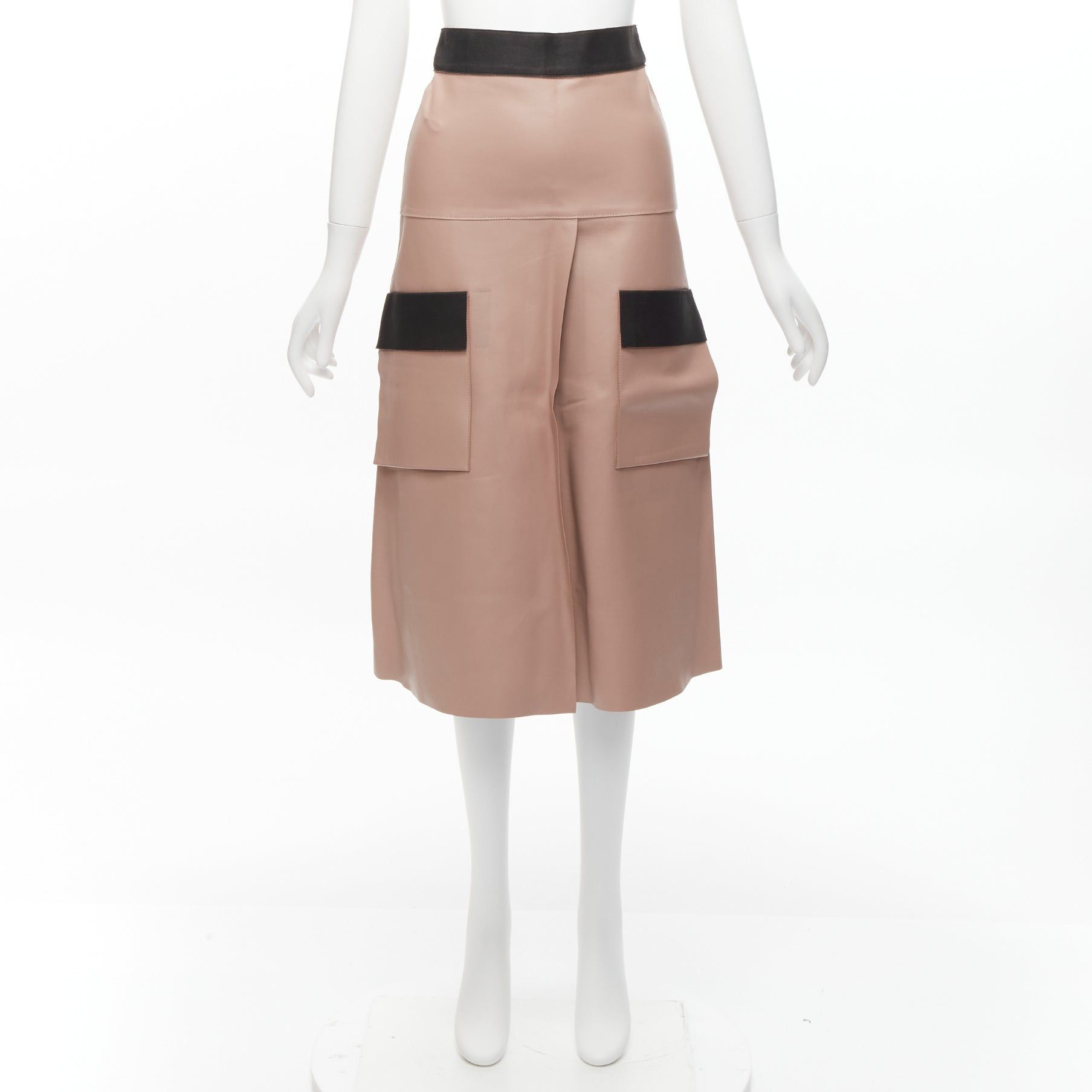 Dion Lee DION LEE Sandy pink brown sheep leather panelled A-line midi skirt UK6 XS Size 27" / US 4 / IT 40 - 9 Thumbnail