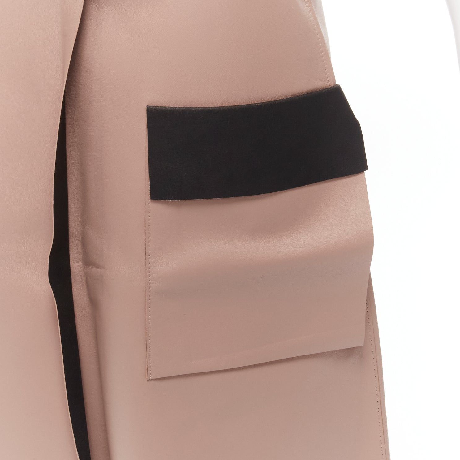 Dion Lee DION LEE Sandy pink brown sheep leather panelled A-line midi skirt UK6 XS Size 27" / US 4 / IT 40 - 2 Thumbnail