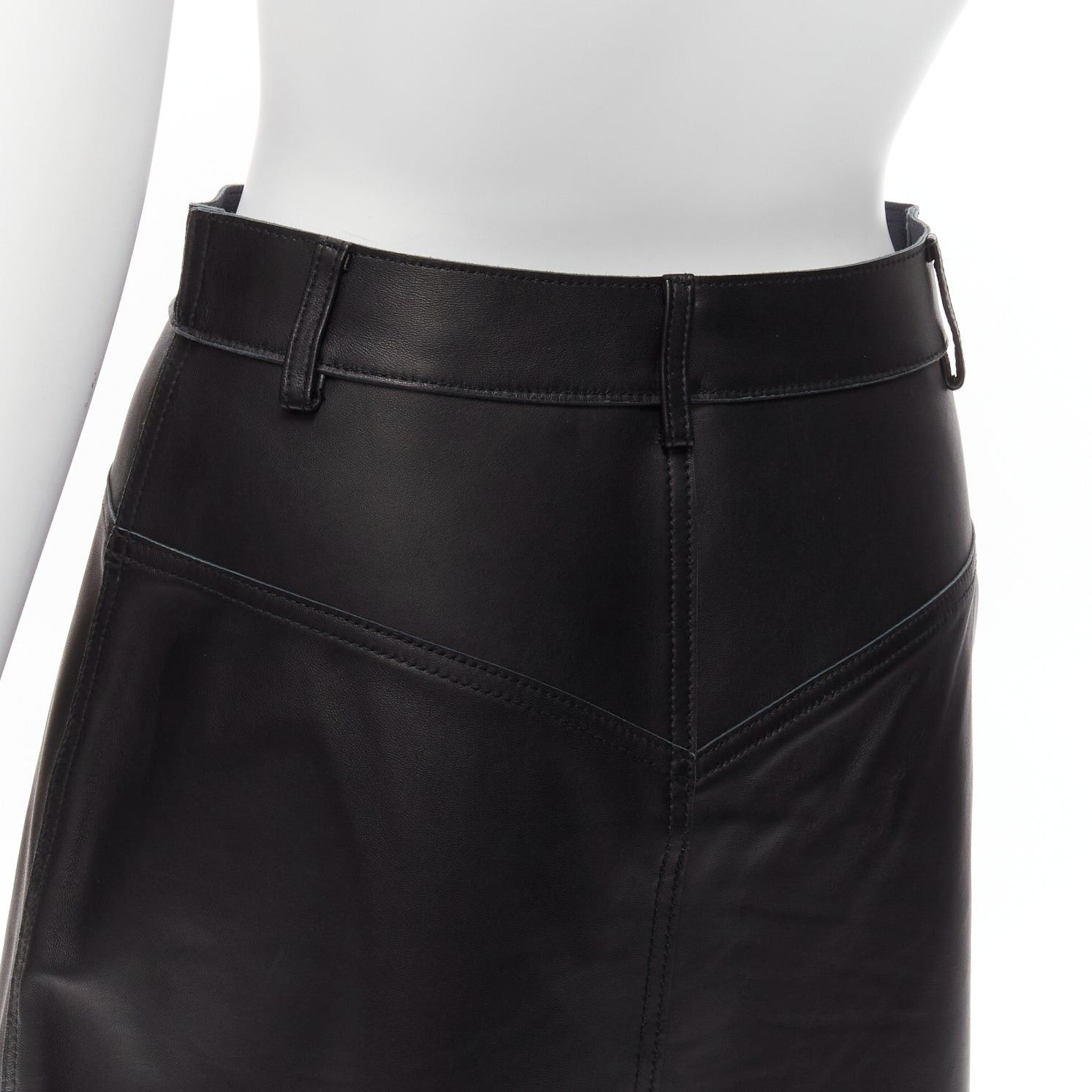Dion Lee DION LEE black sheep leather back yoke front slit A-line skirt UK6 XS Size 26" / US 2 / IT 38 - 7 Thumbnail