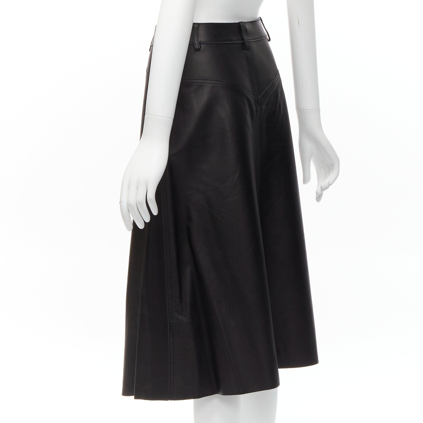 Dion Lee DION LEE black sheep leather back yoke front slit A-line skirt UK6 XS Size 26" / US 2 / IT 38 - 6 Thumbnail