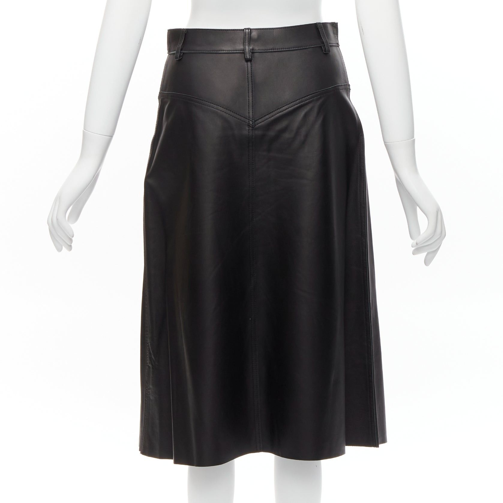 Dion Lee DION LEE black sheep leather back yoke front slit A-line skirt UK6 XS Size 26" / US 2 / IT 38 - 5 Thumbnail