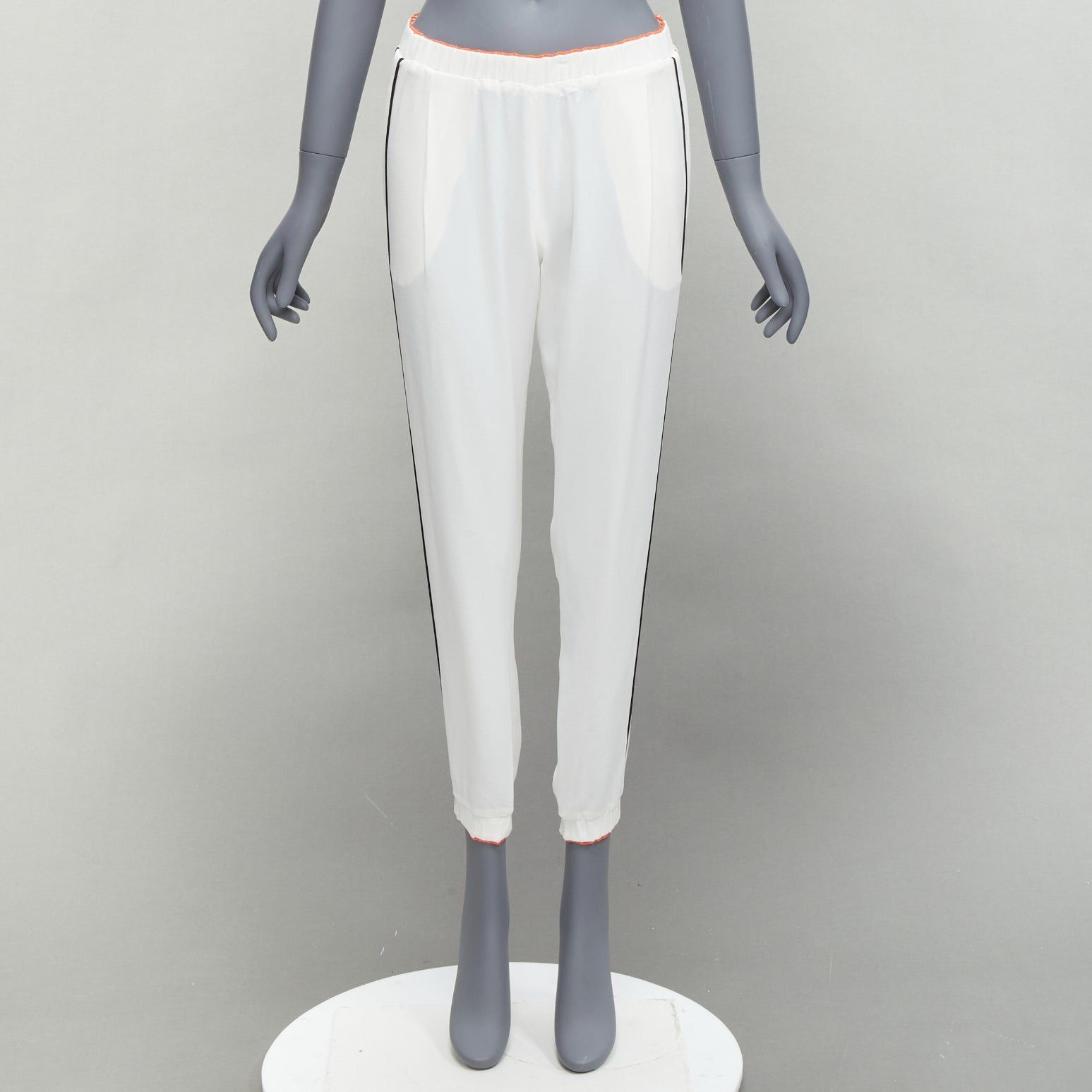 Fendi FENDI white silky black orange trims casual jogger pants IT36 XXS Size 25" / US 0 / IT 36 - 9 Thumbnail