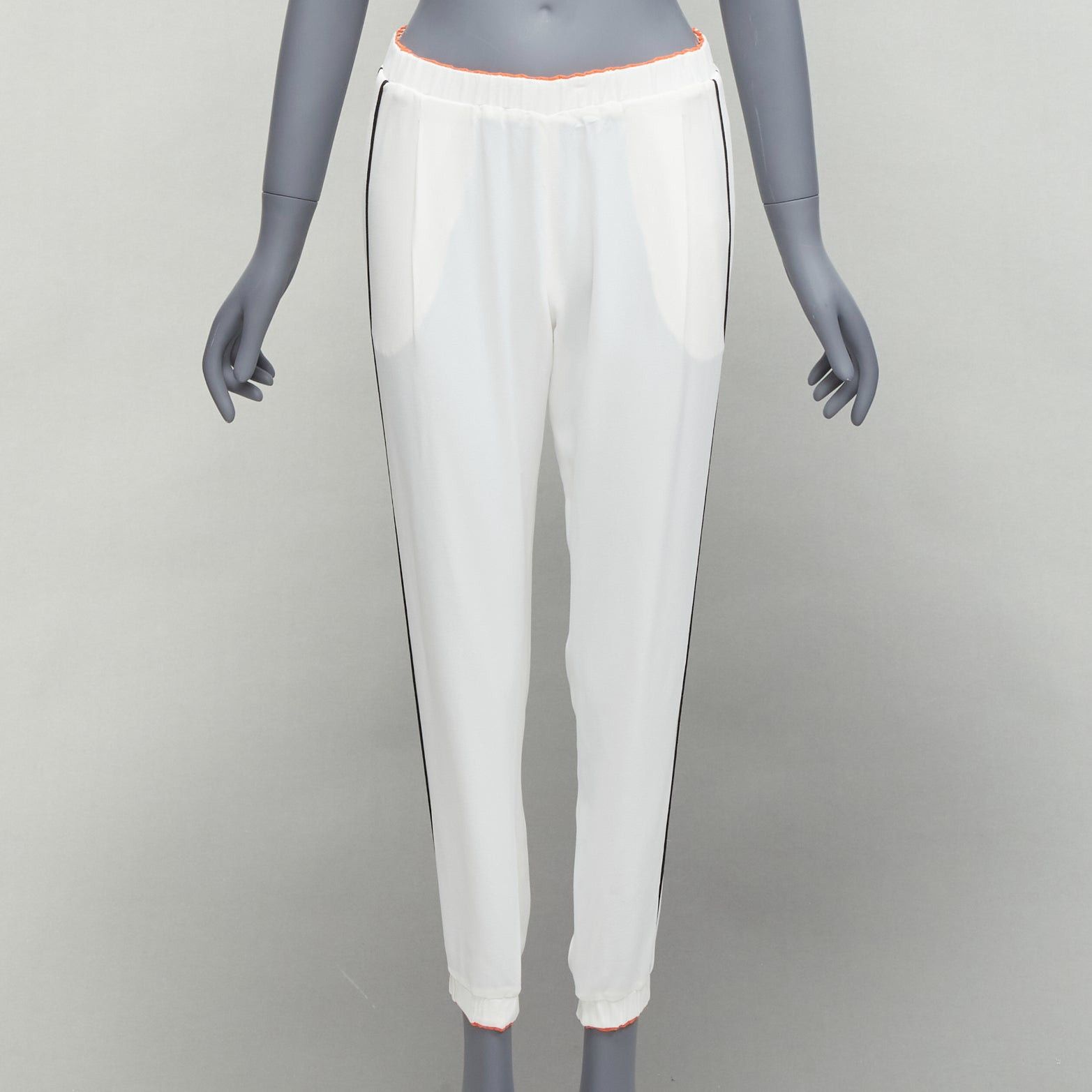 Fendi FENDI white silky black orange trims casual jogger pants IT36 XXS Size 25" / US 0 / IT 36 - 3 Thumbnail