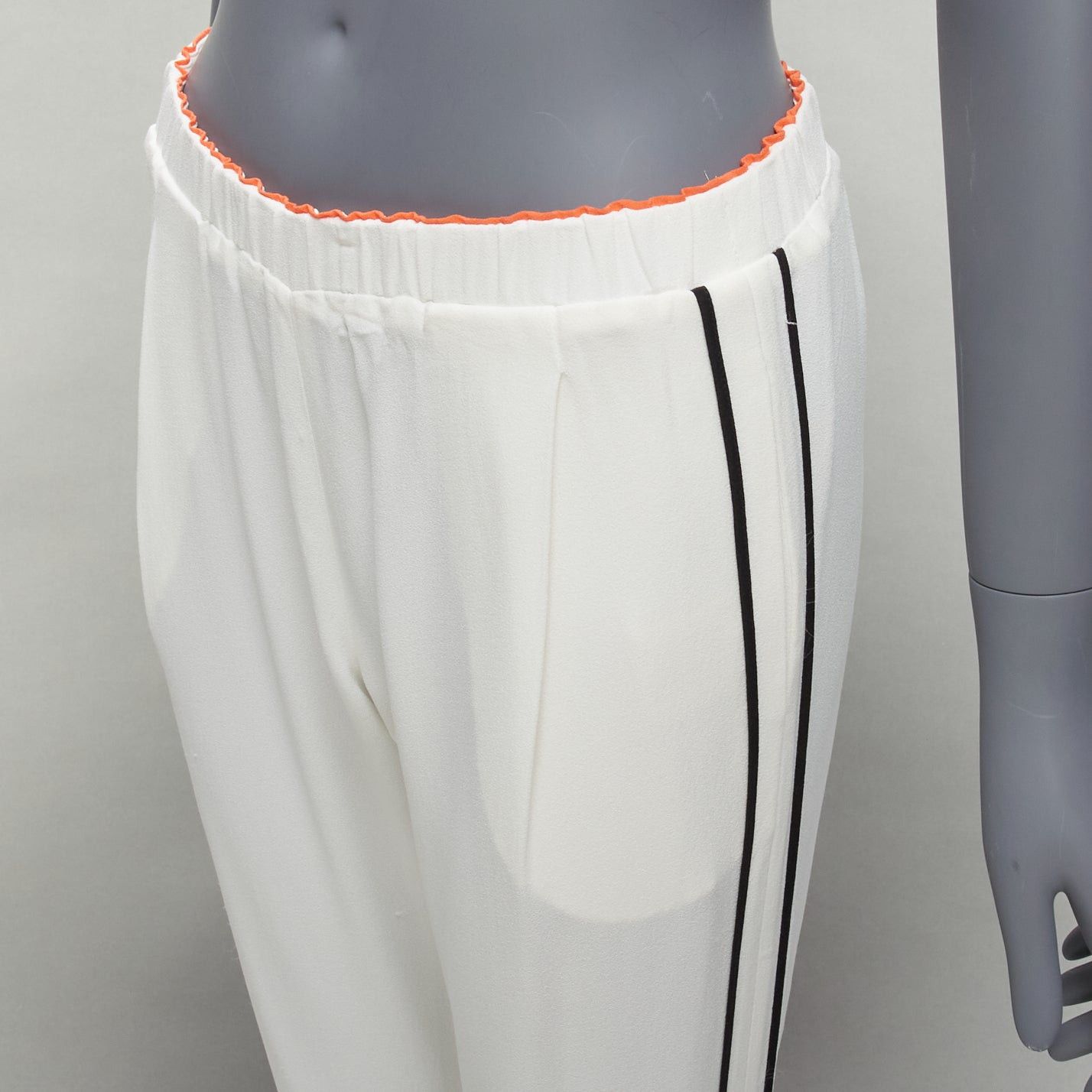 Fendi FENDI white silky black orange trims casual jogger pants IT36 XXS Size 25" / US 0 / IT 36 - 2 Thumbnail