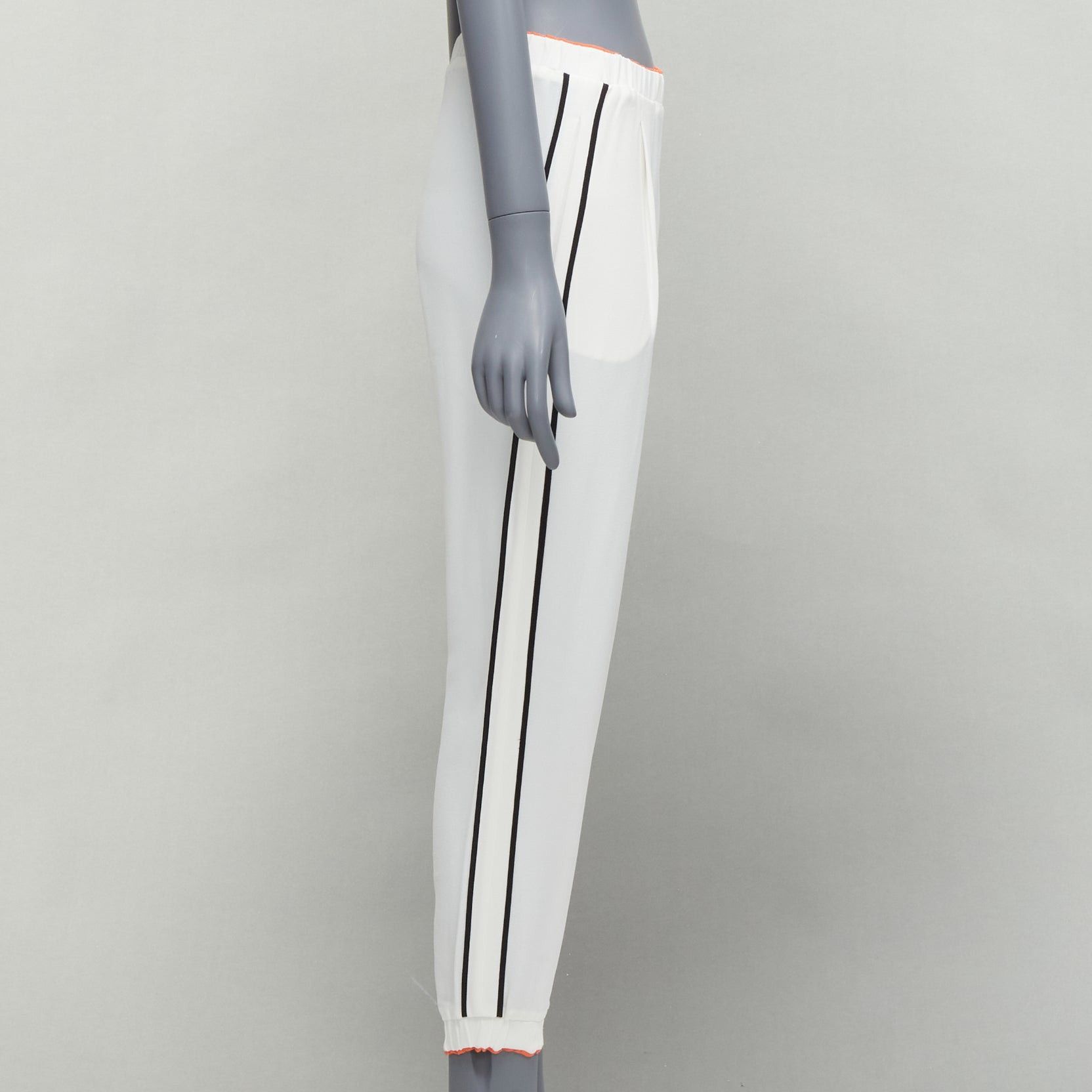Fendi FENDI white silky black orange trims casual jogger pants IT36 XXS Size 25" / US 0 / IT 36 - 4 Thumbnail