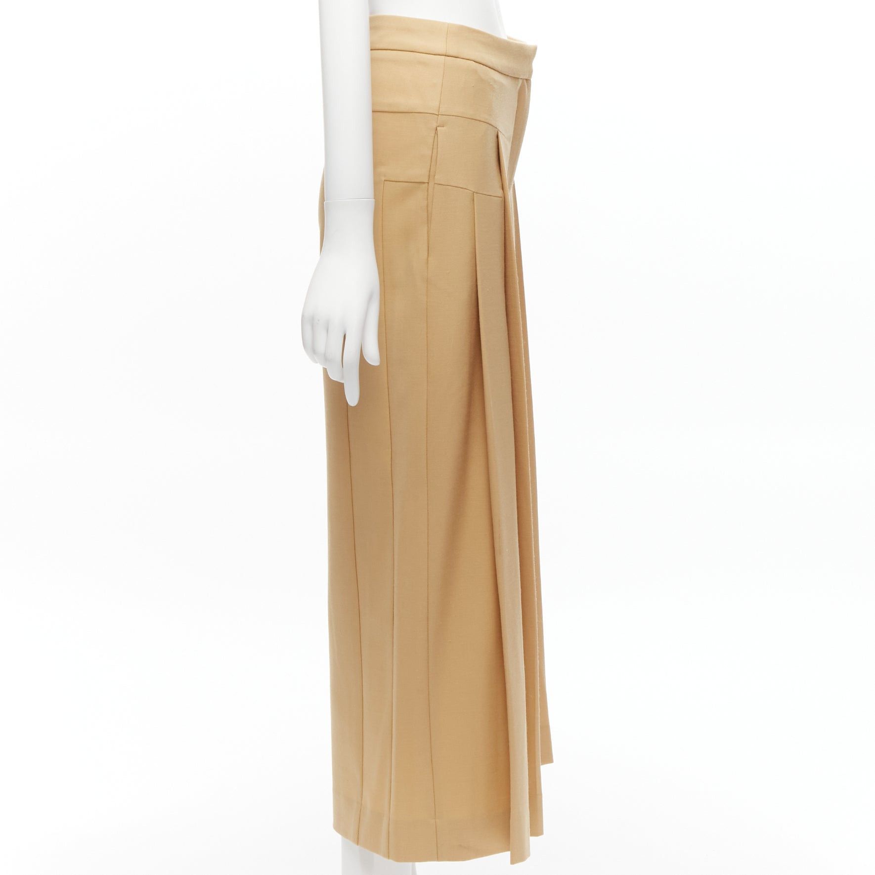 Other PALMER HARDING tan virgin wool blend dart pleated wide leg pants UK6 XS Size 27" / US 4 / IT 40 - 4 Thumbnail