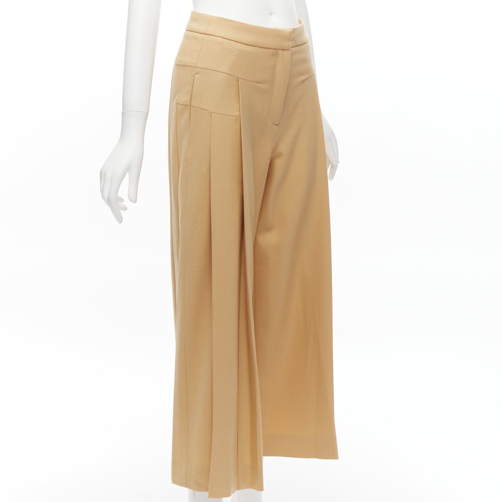 Other PALMER HARDING tan virgin wool blend dart pleated wide leg pants UK6 XS Size 27" / US 4 / IT 40 - 3 Thumbnail