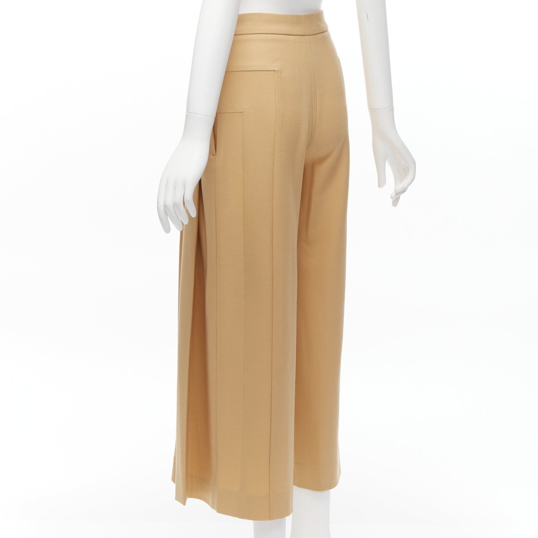 Other PALMER HARDING tan virgin wool blend dart pleated wide leg pants UK6 XS Size 27" / US 4 / IT 40 - 6 Thumbnail