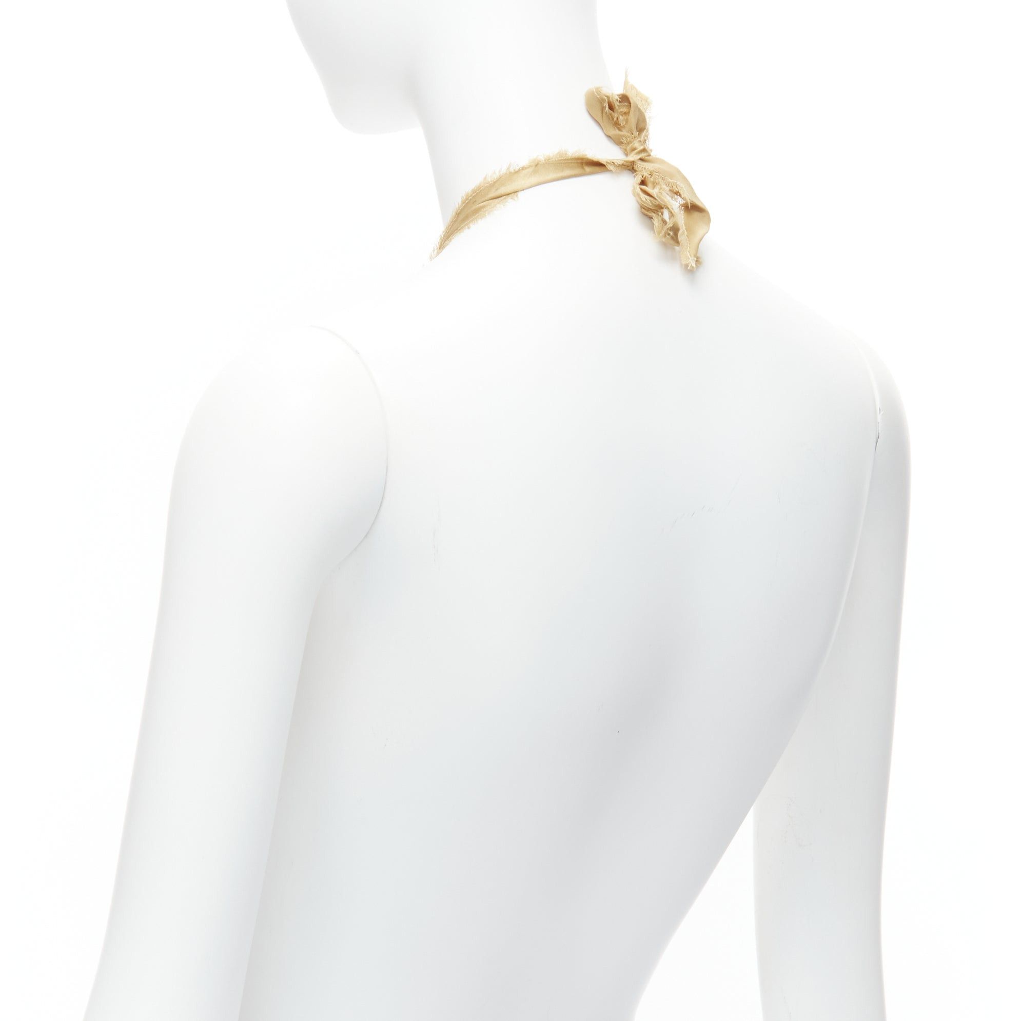 Lanvin LANVIN ALBER ELBAZ gold silk ribbon cream pearl wrap long necklace Size ONE SIZE - 6 Thumbnail