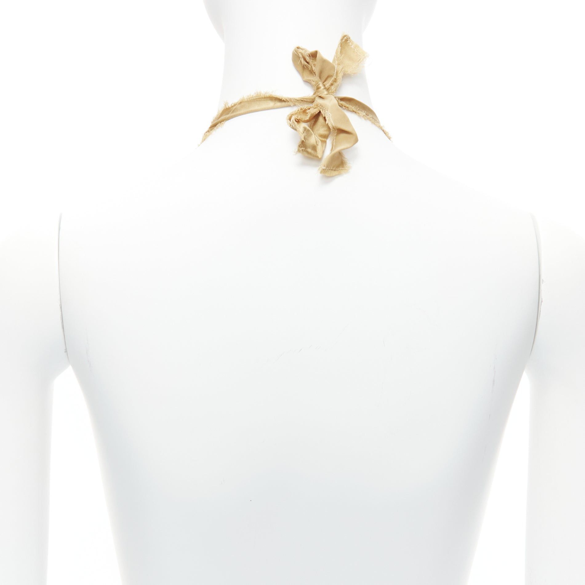 Lanvin LANVIN ALBER ELBAZ gold silk ribbon cream pearl wrap long necklace Size ONE SIZE - 5 Thumbnail