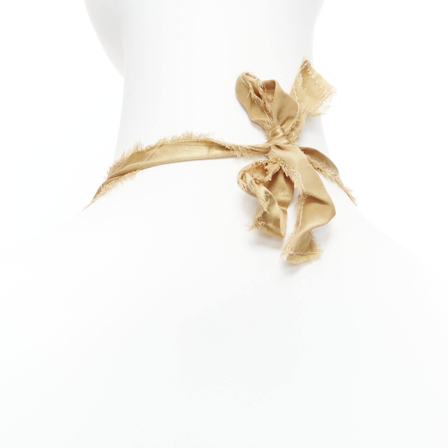 Lanvin LANVIN ALBER ELBAZ gold silk ribbon cream pearl wrap long necklace Size ONE SIZE - 7 Thumbnail