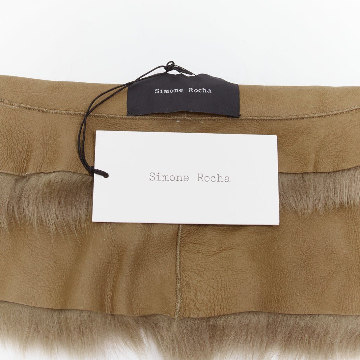 Simone Rocha new SIMONE ROCHA brown genuine fur leather clear bead embellished collar Size ONE SIZE - 8 Thumbnail