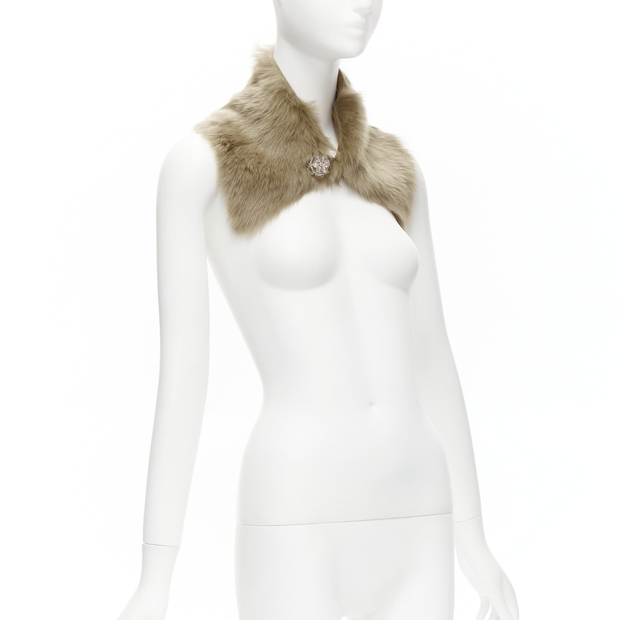 Simone Rocha new SIMONE ROCHA brown genuine fur leather clear bead embellished collar Size ONE SIZE - 3 Thumbnail