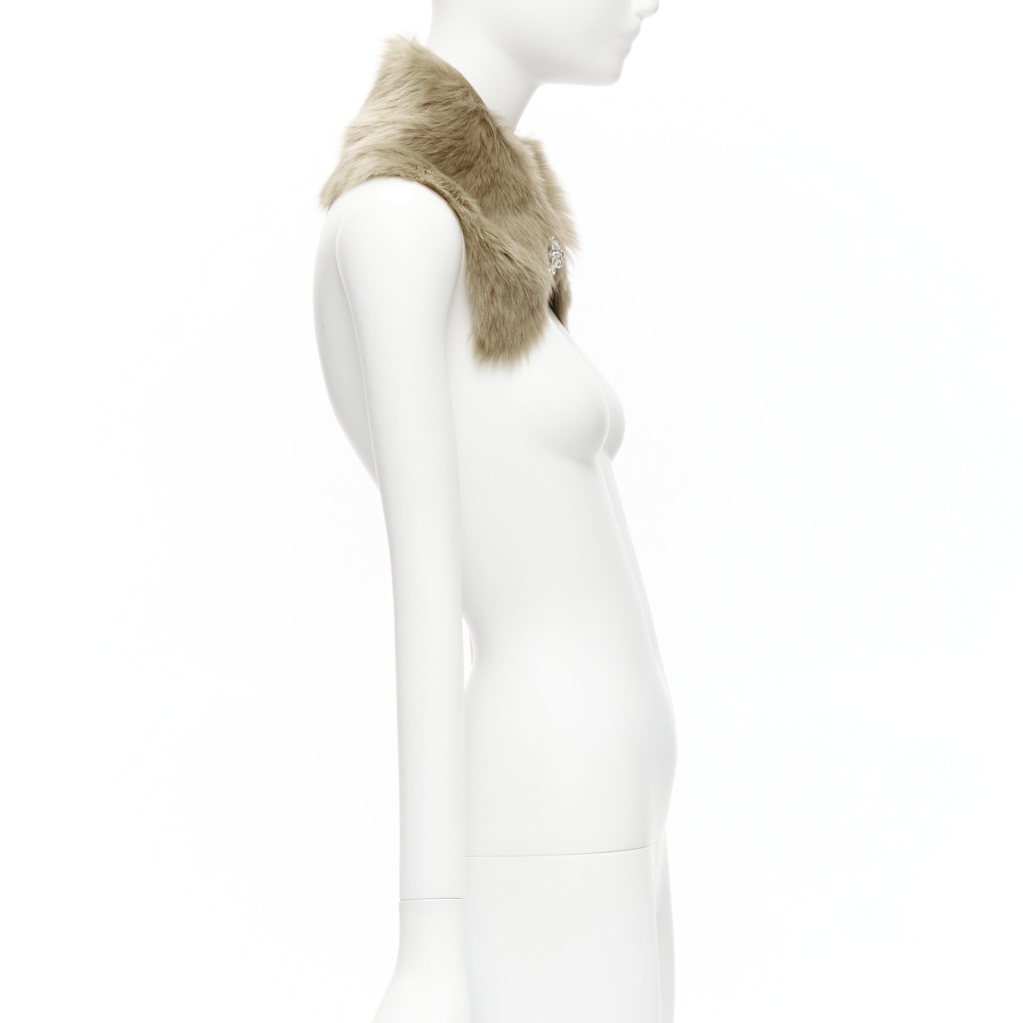 Simone Rocha new SIMONE ROCHA brown genuine fur leather clear bead embellished collar Size ONE SIZE - 4 Thumbnail
