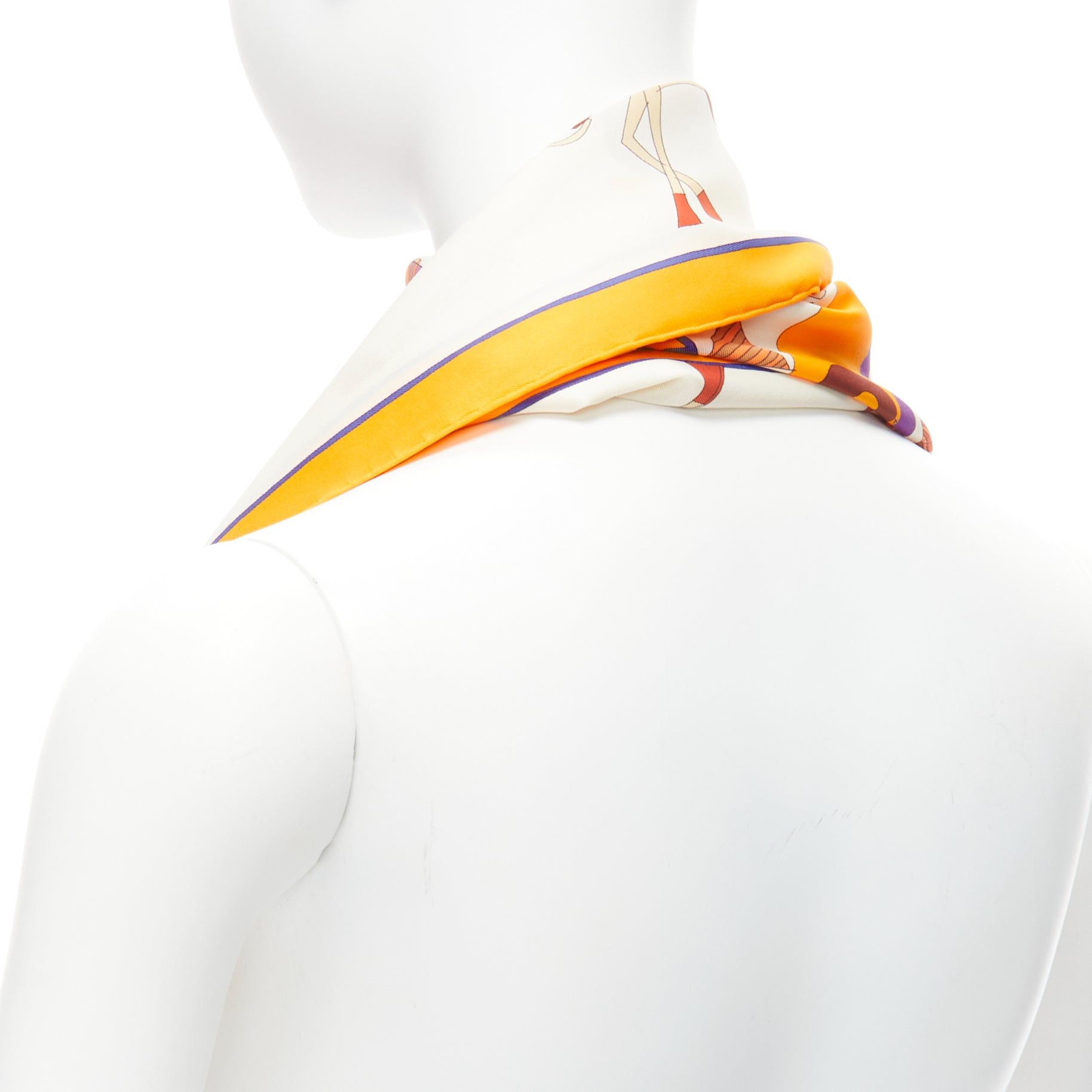 Hermes HERMES 100% silk Un Amour De Cheval print yellow purple scarf Size ONE SIZE - 6 Thumbnail